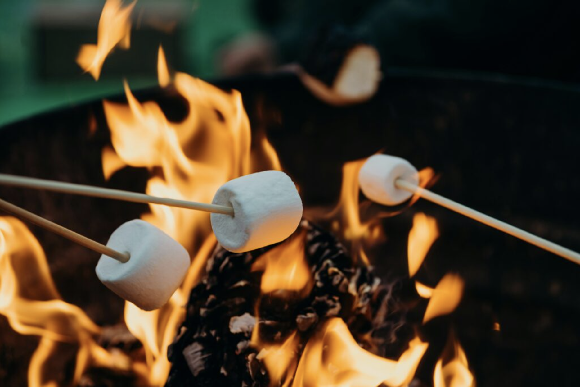 marshmallows being roasted over a campfire